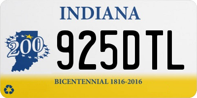 IN license plate 925DTL