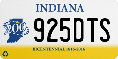 IN license plate 925DTS