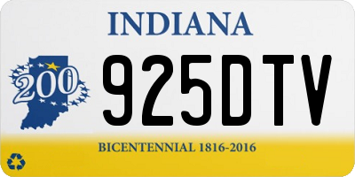 IN license plate 925DTV