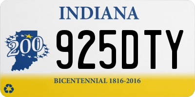 IN license plate 925DTY