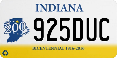 IN license plate 925DUC