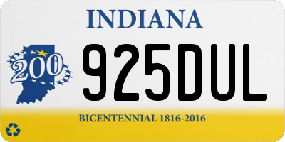 IN license plate 925DUL