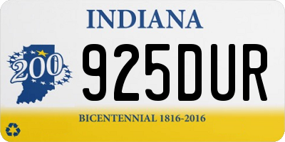 IN license plate 925DUR