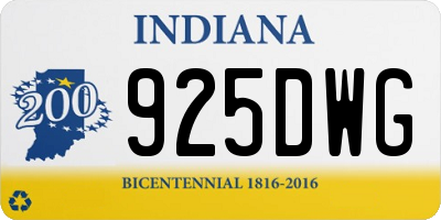 IN license plate 925DWG
