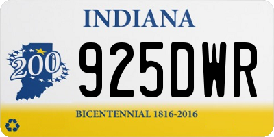 IN license plate 925DWR