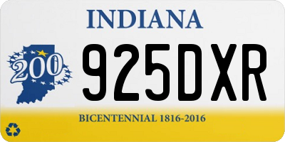 IN license plate 925DXR