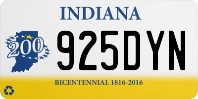 IN license plate 925DYN
