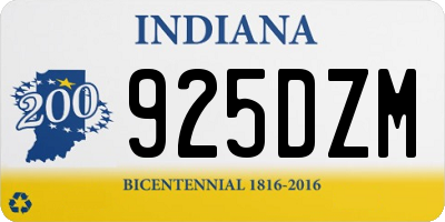 IN license plate 925DZM