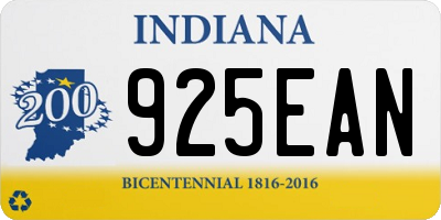 IN license plate 925EAN