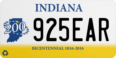 IN license plate 925EAR