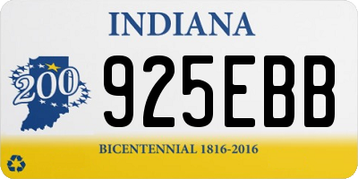 IN license plate 925EBB
