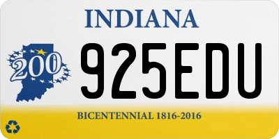 IN license plate 925EDU