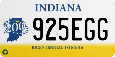 IN license plate 925EGG