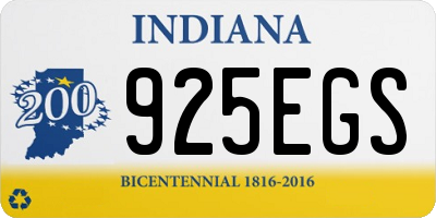 IN license plate 925EGS