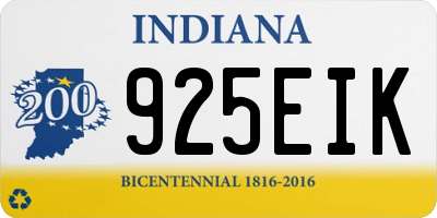 IN license plate 925EIK
