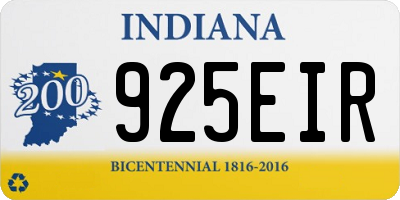 IN license plate 925EIR