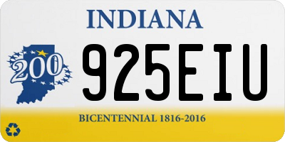 IN license plate 925EIU