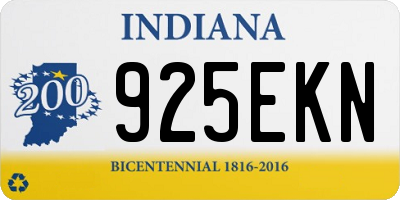 IN license plate 925EKN
