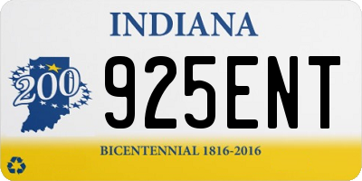 IN license plate 925ENT
