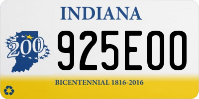 IN license plate 925EOO