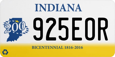 IN license plate 925EOR