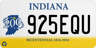 IN license plate 925EQU