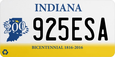 IN license plate 925ESA