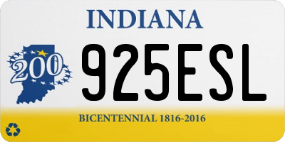 IN license plate 925ESL
