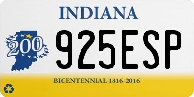 IN license plate 925ESP