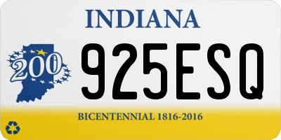 IN license plate 925ESQ