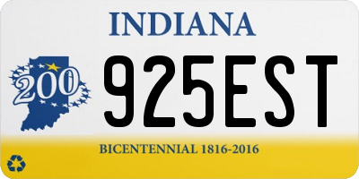 IN license plate 925EST