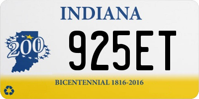 IN license plate 925ET