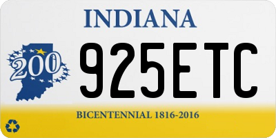 IN license plate 925ETC