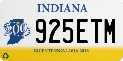 IN license plate 925ETM