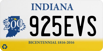 IN license plate 925EVS