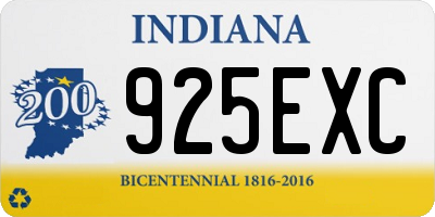 IN license plate 925EXC