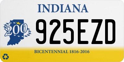 IN license plate 925EZD