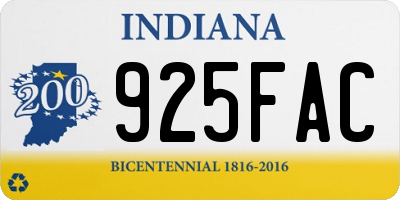 IN license plate 925FAC