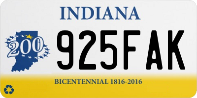 IN license plate 925FAK