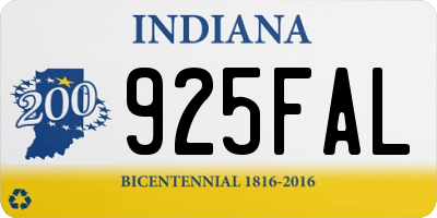 IN license plate 925FAL