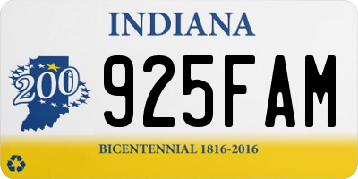 IN license plate 925FAM