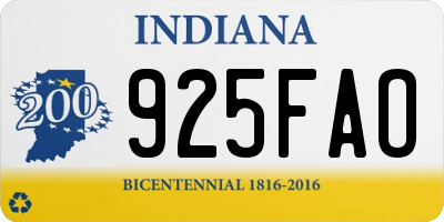 IN license plate 925FAO