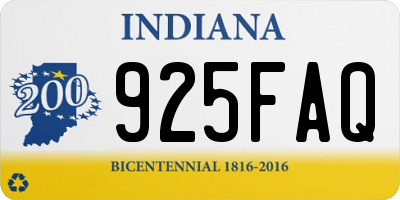 IN license plate 925FAQ