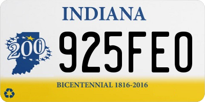 IN license plate 925FEO