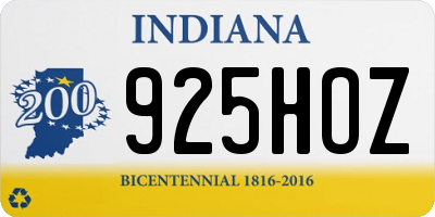 IN license plate 925HOZ