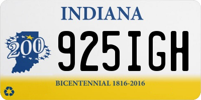 IN license plate 925IGH