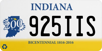 IN license plate 925IIS