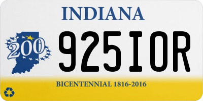 IN license plate 925IOR