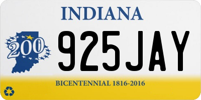 IN license plate 925JAY