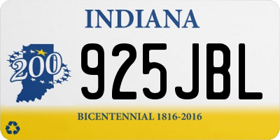 IN license plate 925JBL